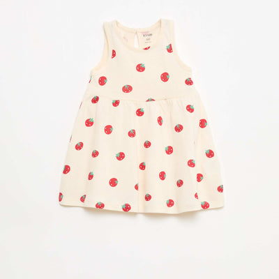 Sleeveless dress with message WHITE