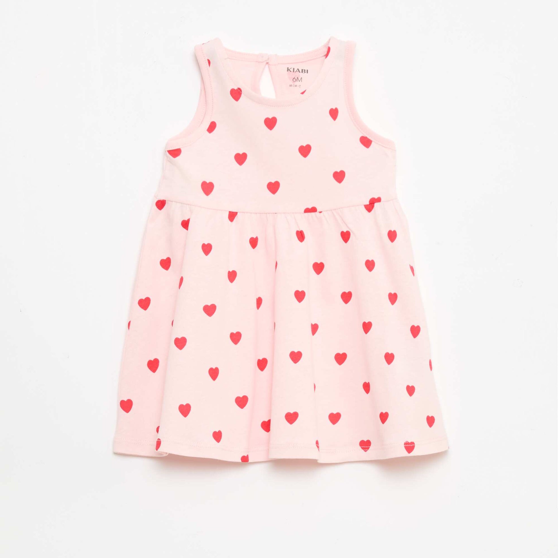 Sleeveless dress with message PINK
