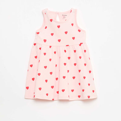 Sleeveless dress with message PINK