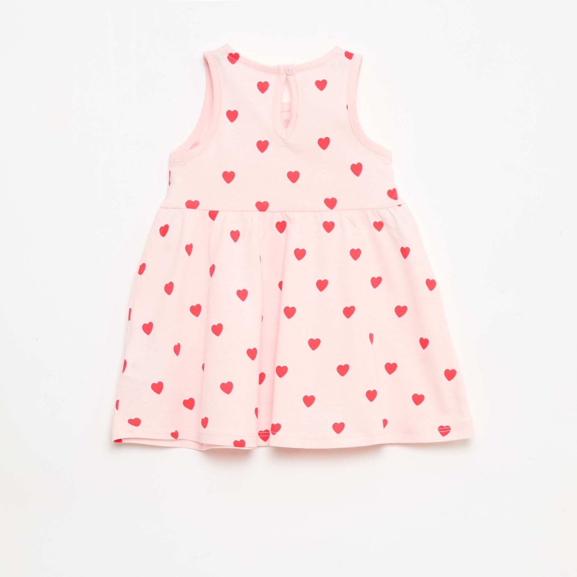 Sleeveless dress with message PINK
