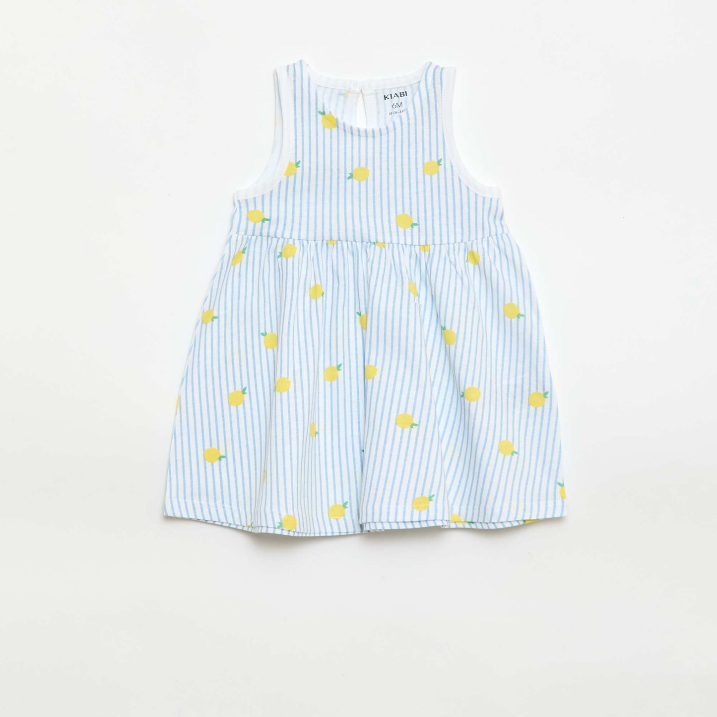 Sleeveless dress with message BLUE