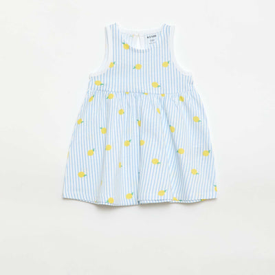 Sleeveless dress with message BLUE