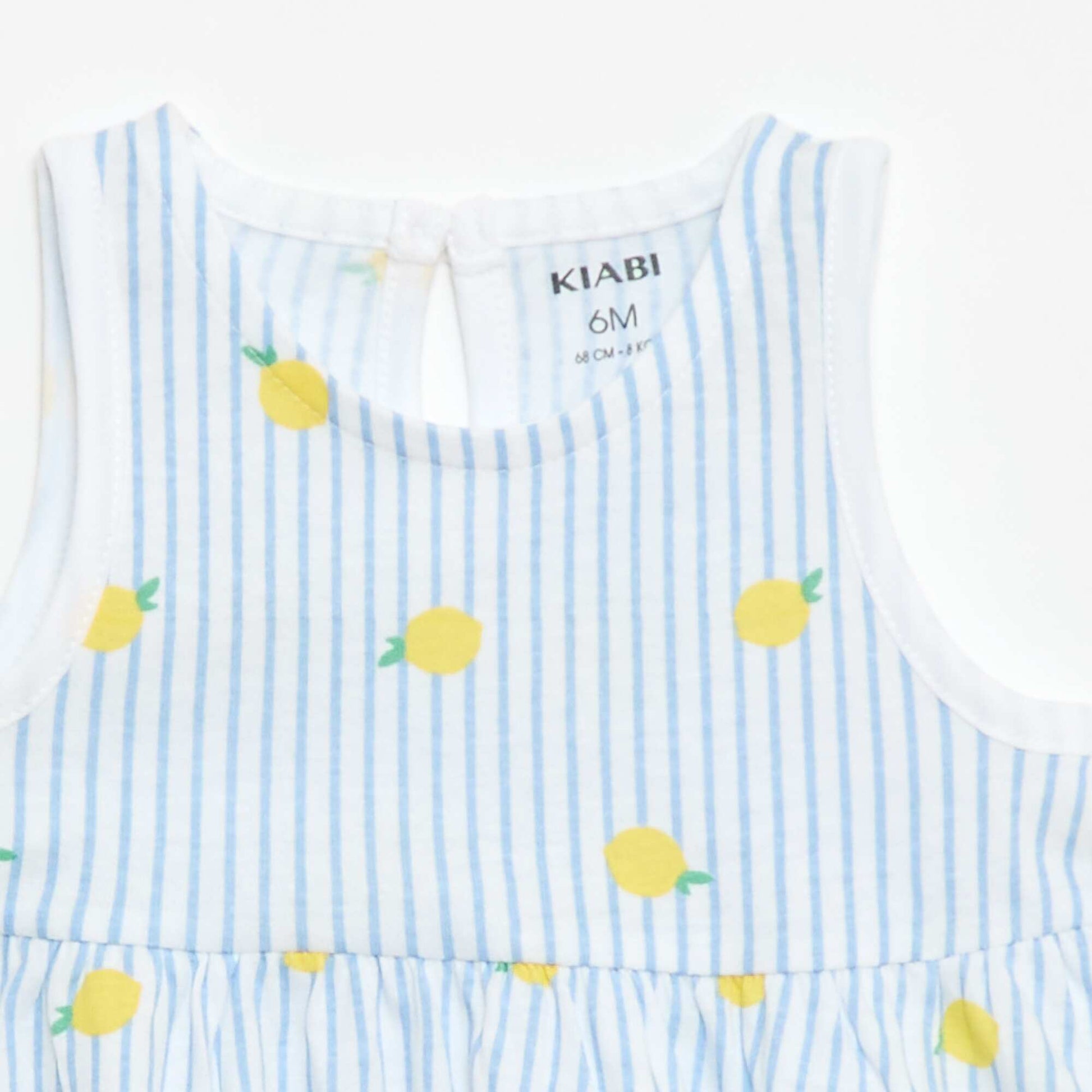 Sleeveless dress with message BLUE
