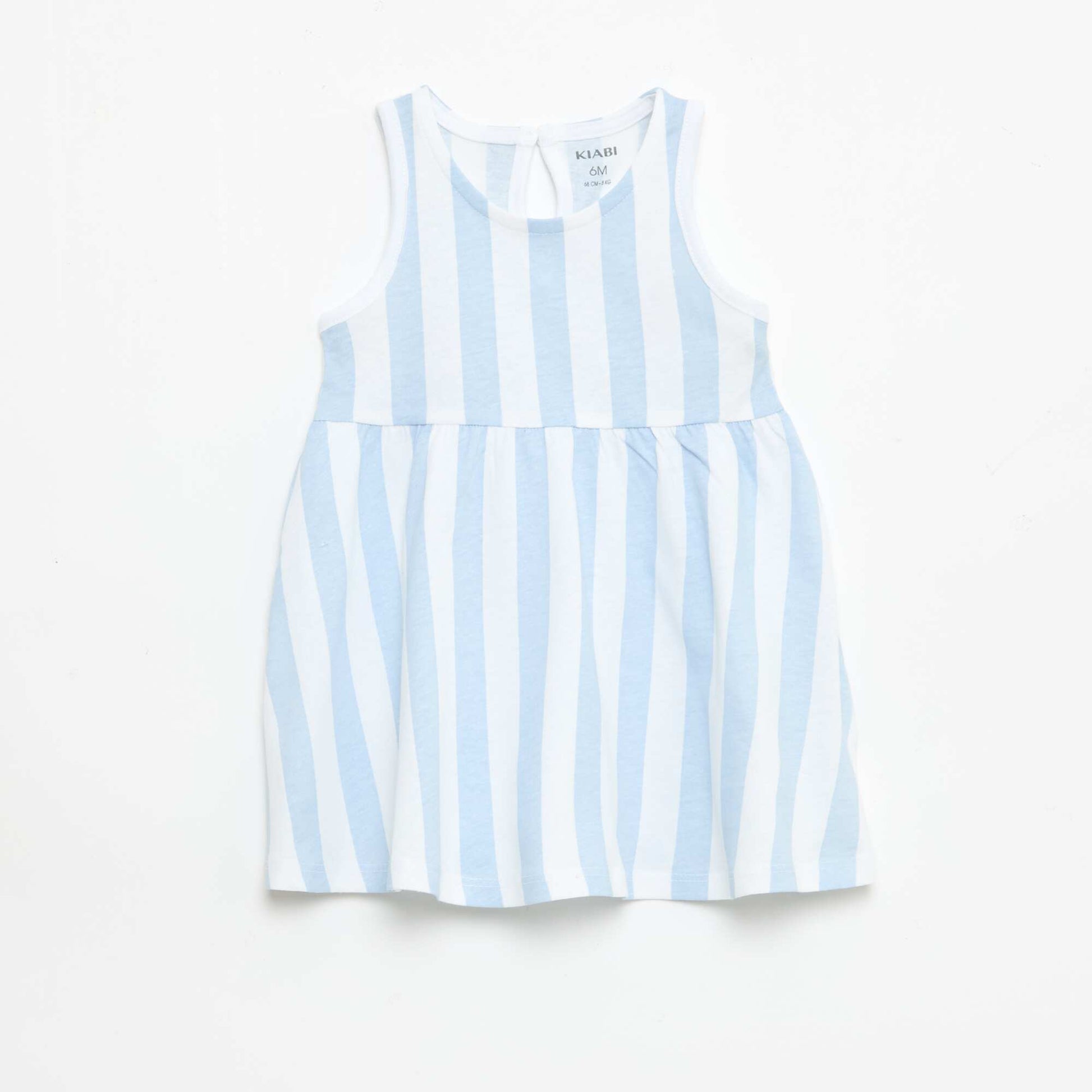 Sleeveless dress with message BLUE