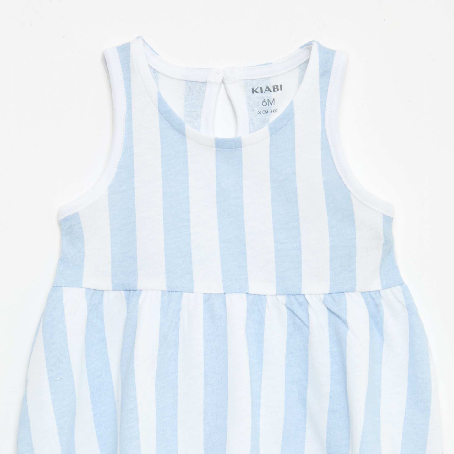 Sleeveless dress with message BLUE