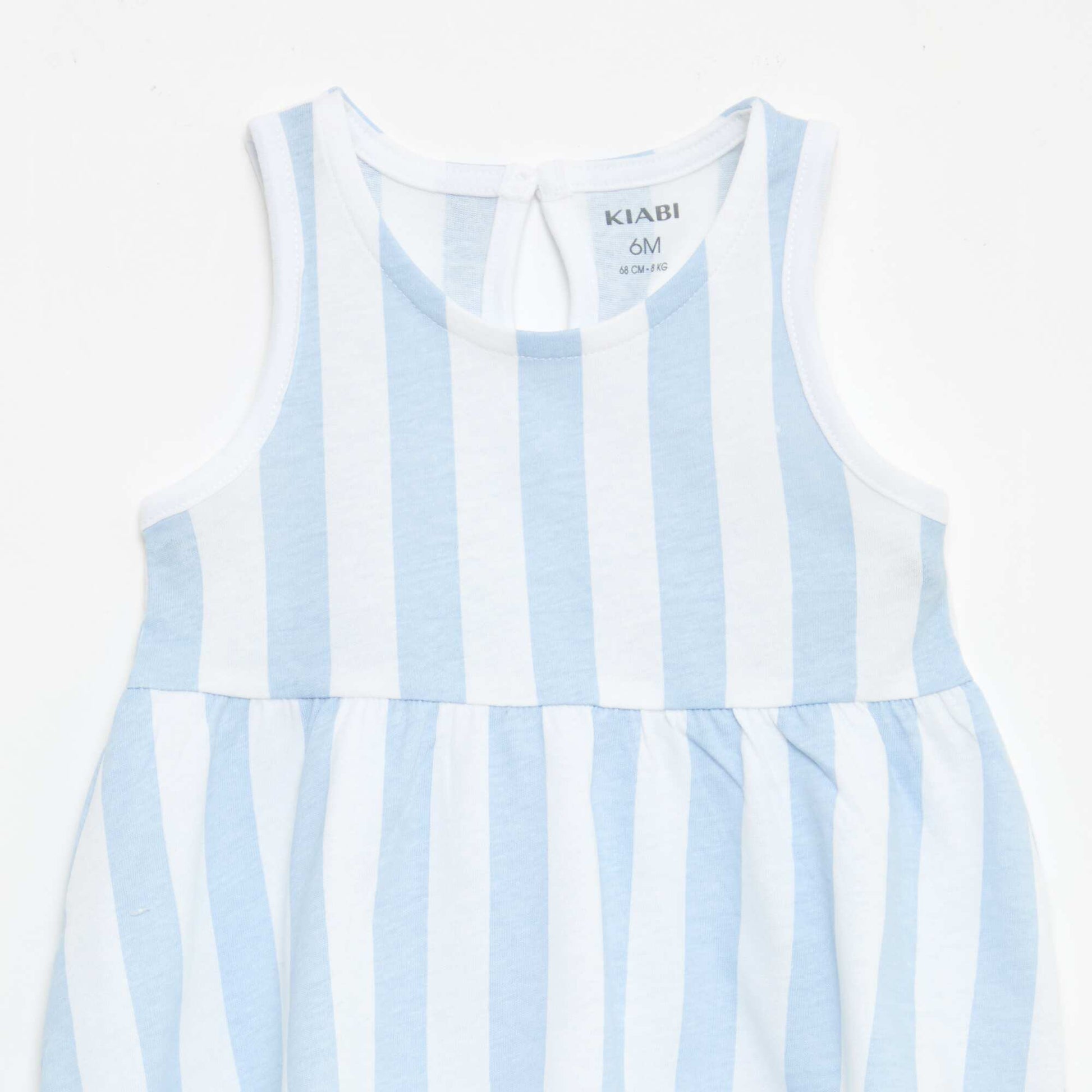 Sleeveless dress with message BLUE