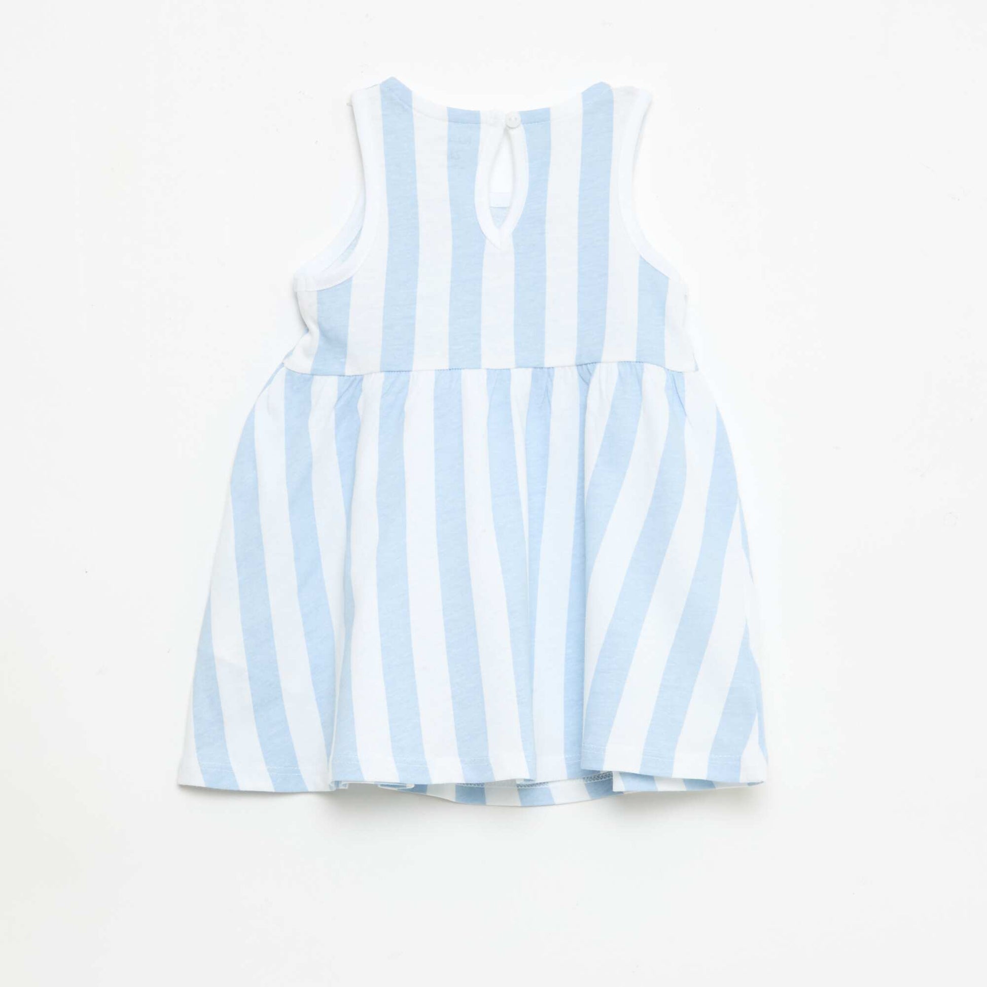 Sleeveless dress with message BLUE