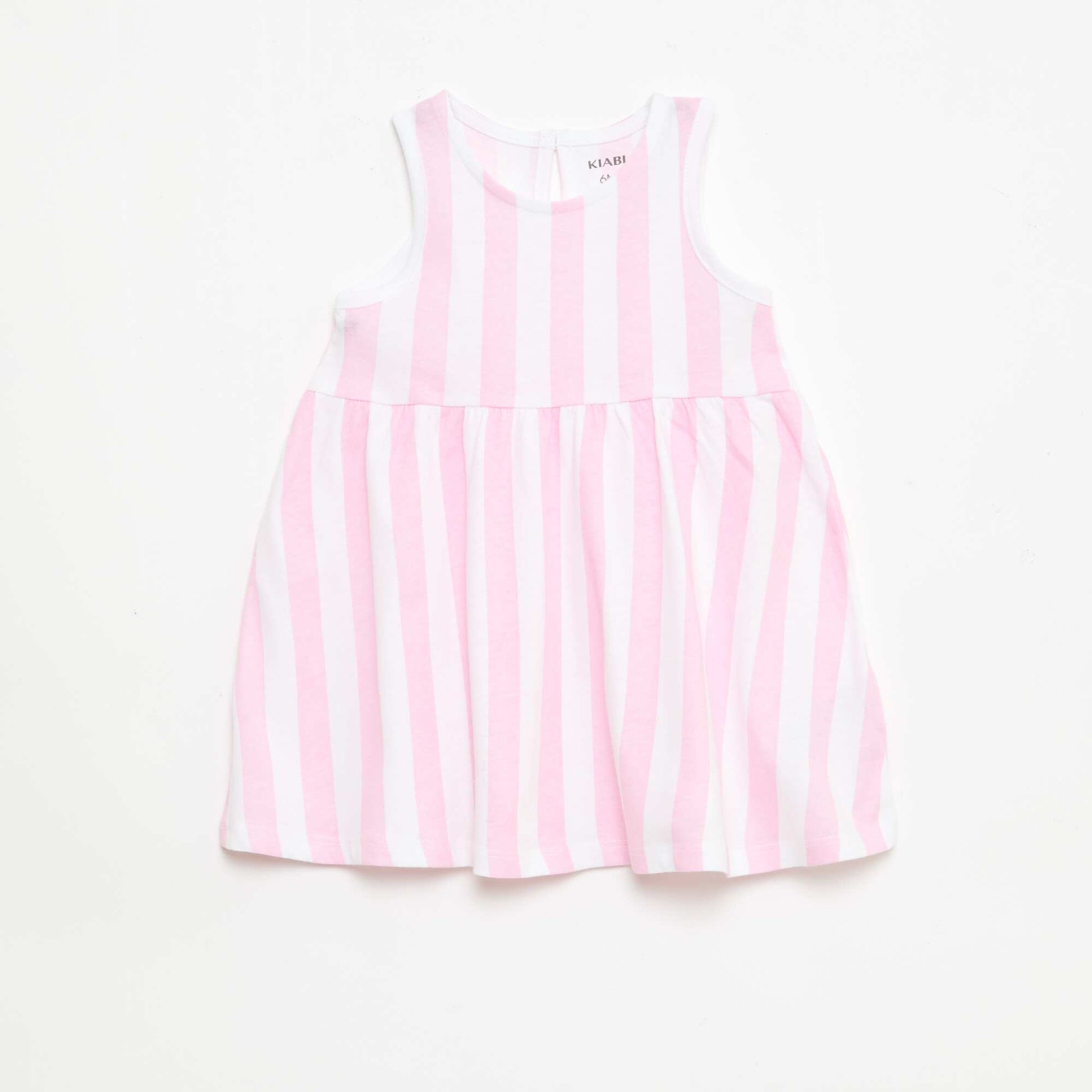 Sleeveless dress with message PINK