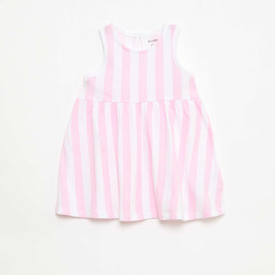 Sleeveless dress with message PINK