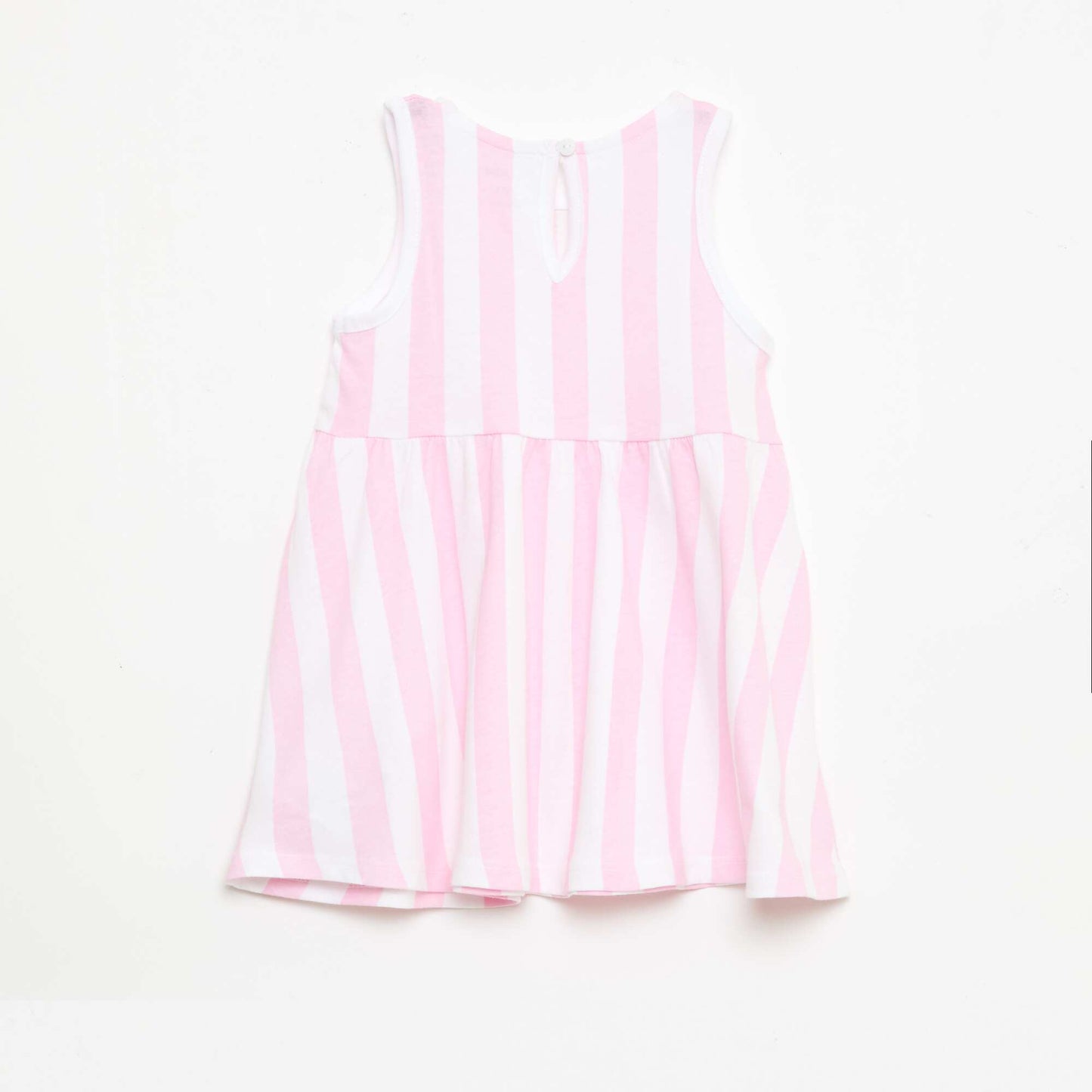 Sleeveless dress with message PINK