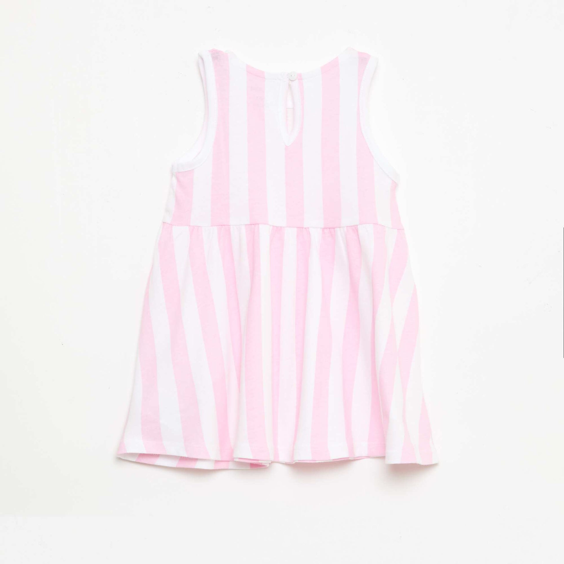 Sleeveless dress with message PINK