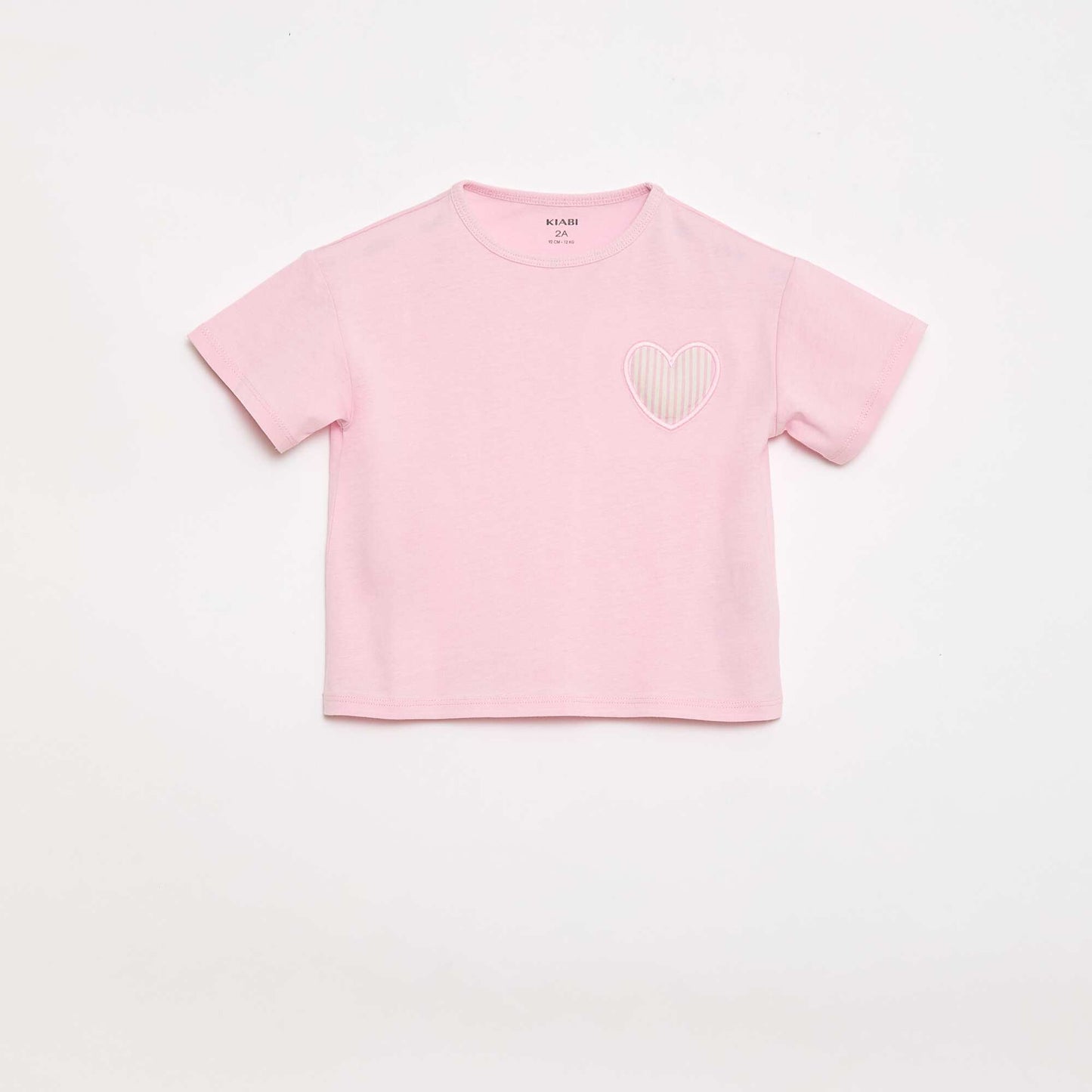 Cotton jersey T-shirt with heart patch PINK