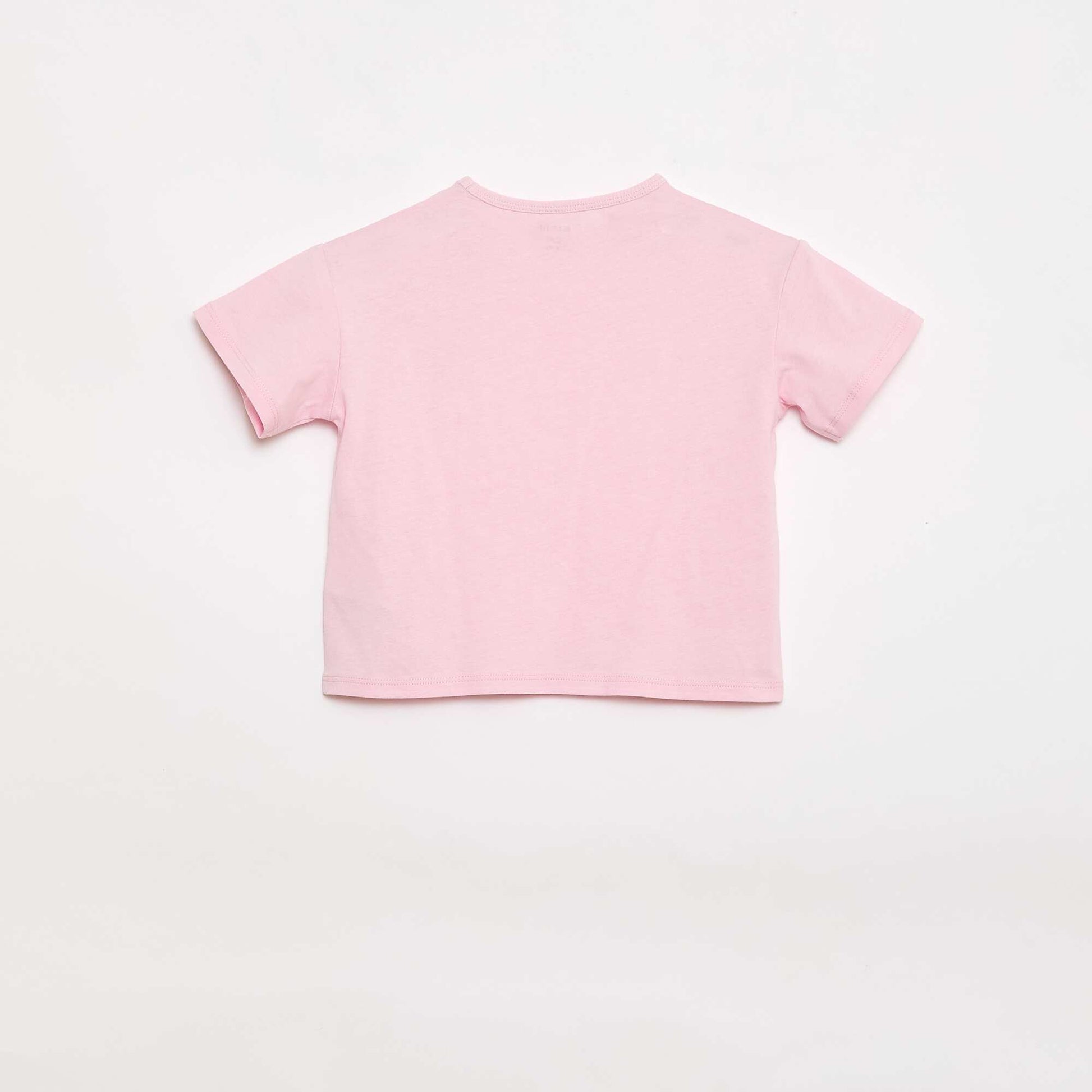 Cotton jersey T-shirt with heart patch PINK