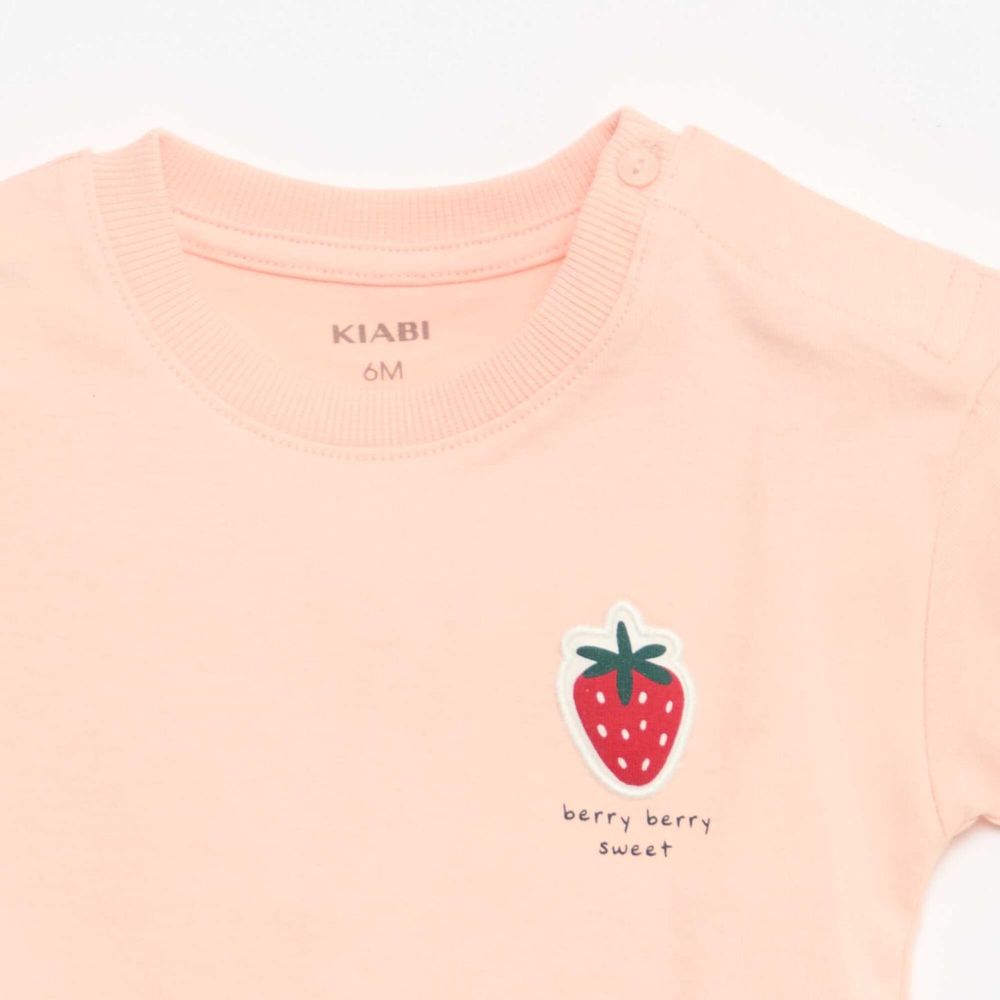 Short-sleeved cotton jersey T-shirt with chest patch PINK