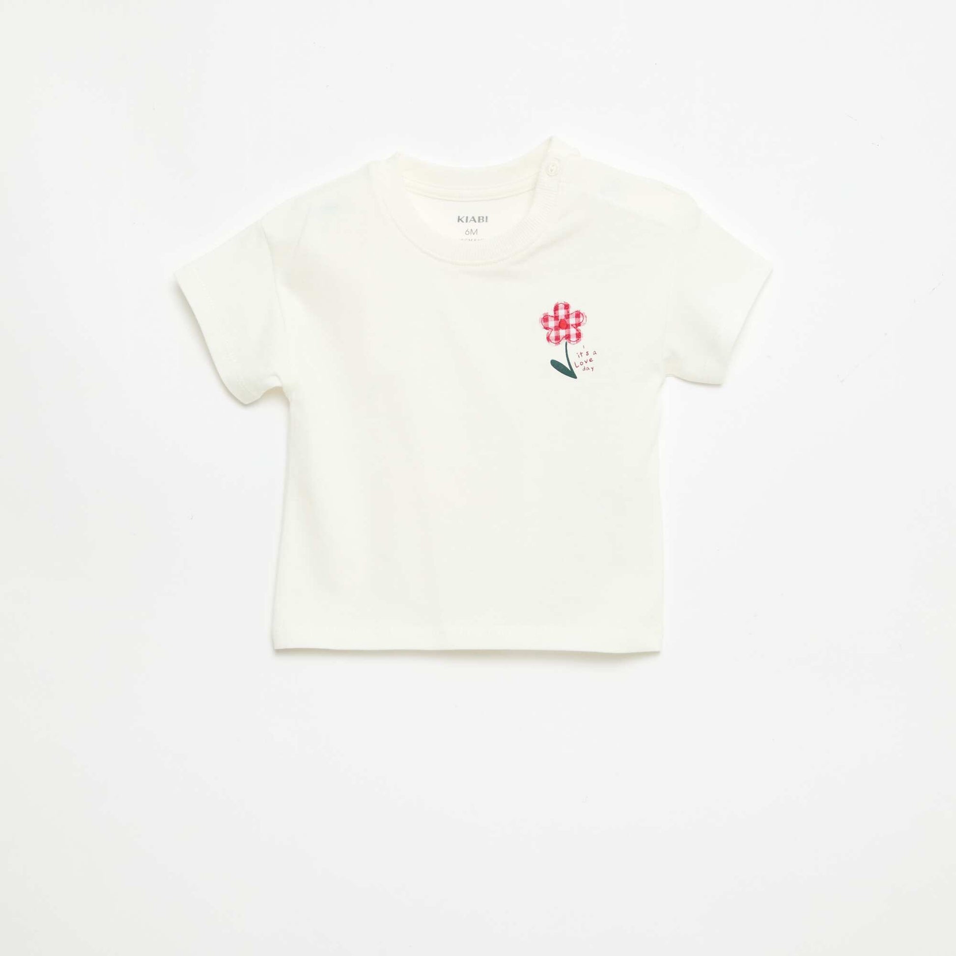 Short-sleeved cotton jersey T-shirt with chest patch RED