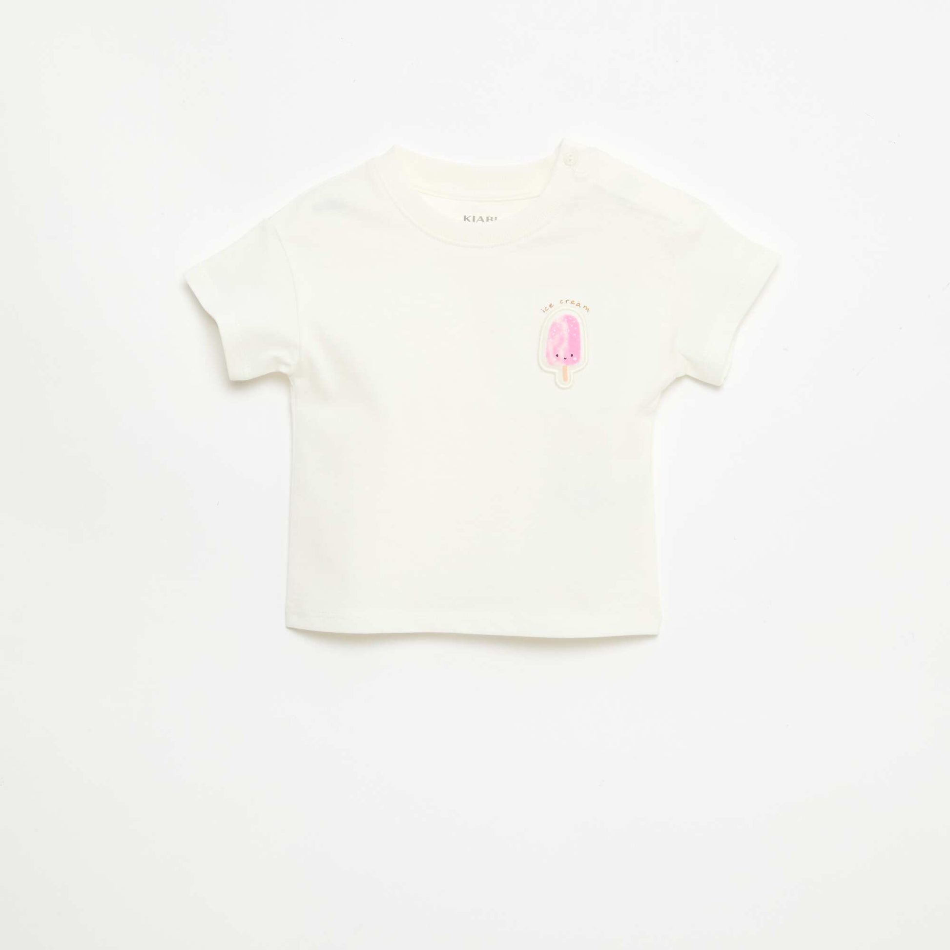 Short-sleeved cotton jersey T-shirt with chest patch WHITE
