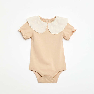 Baby Bodysuit with Peter Pan Collar BEIGE