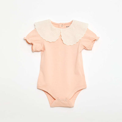 Baby Bodysuit with Peter Pan Collar PINK
