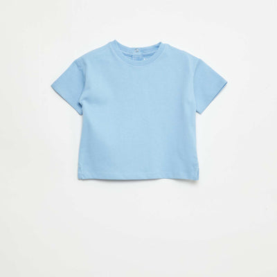 Sleeveless Plain T-shirt BLUE