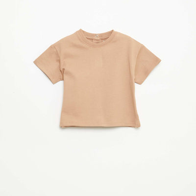 Sleeveless Plain T-shirt BEIGE