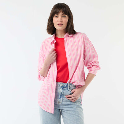 Long-Sleeved Poplin Shirt PINK