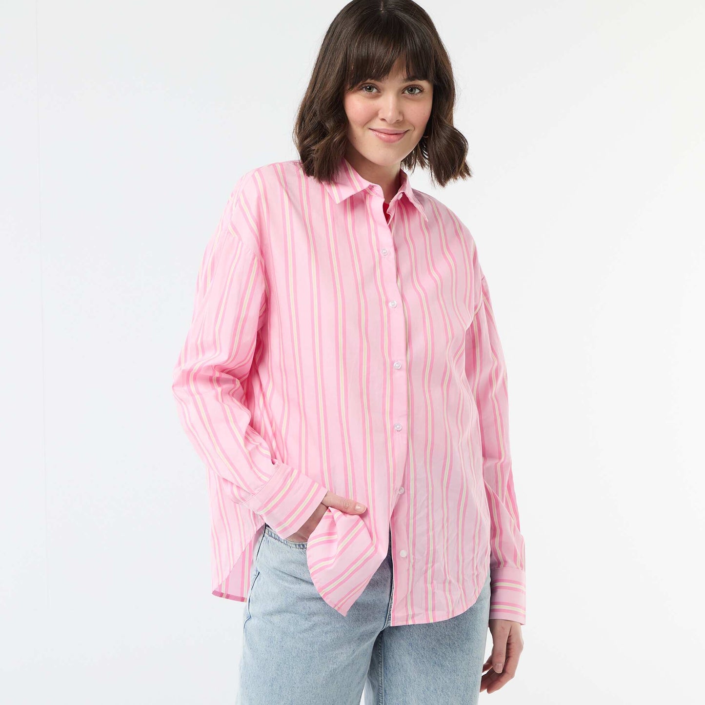 Long-Sleeved Poplin Shirt PINK