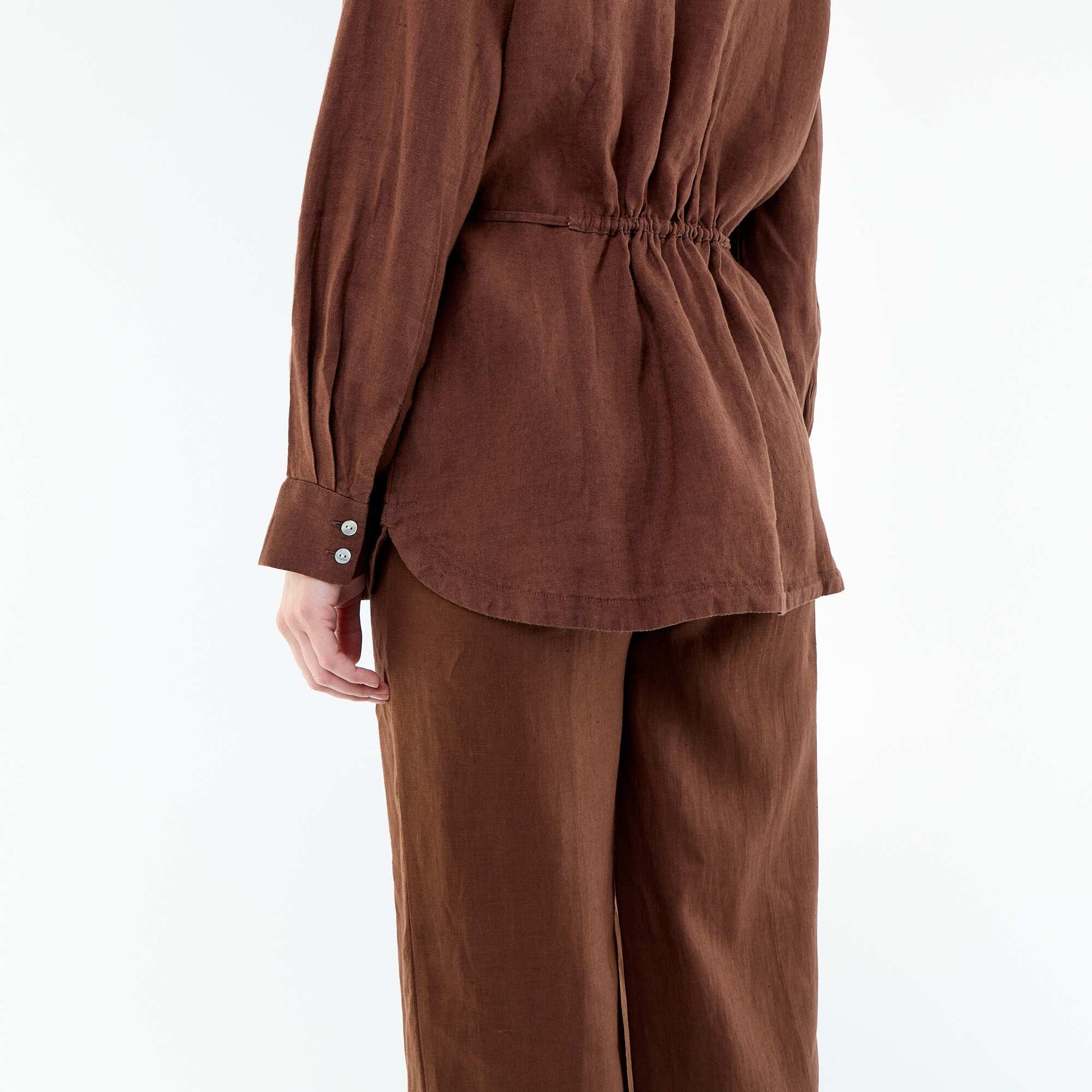 Long Plain Shirt BROWN