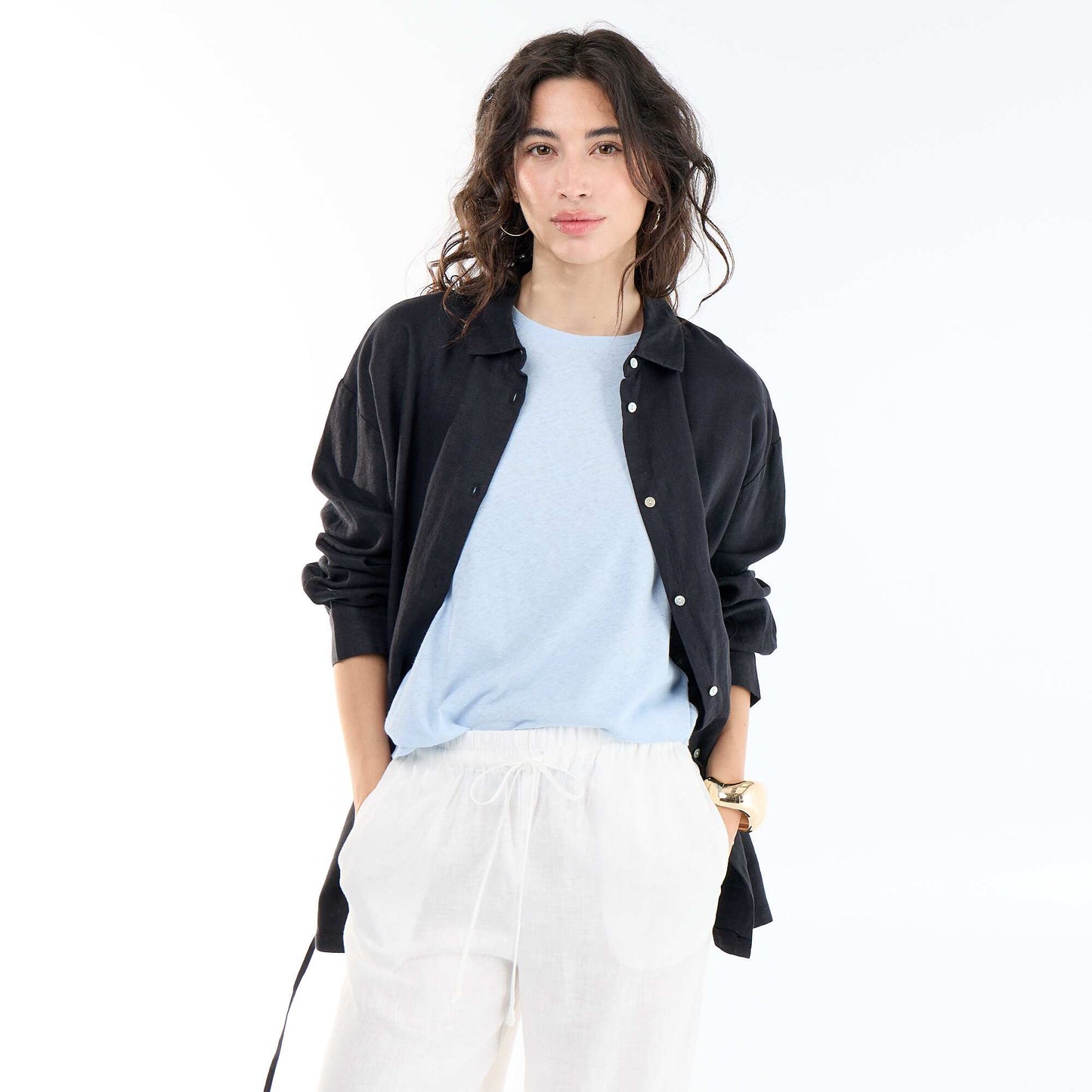 Long Plain Shirt BLACK