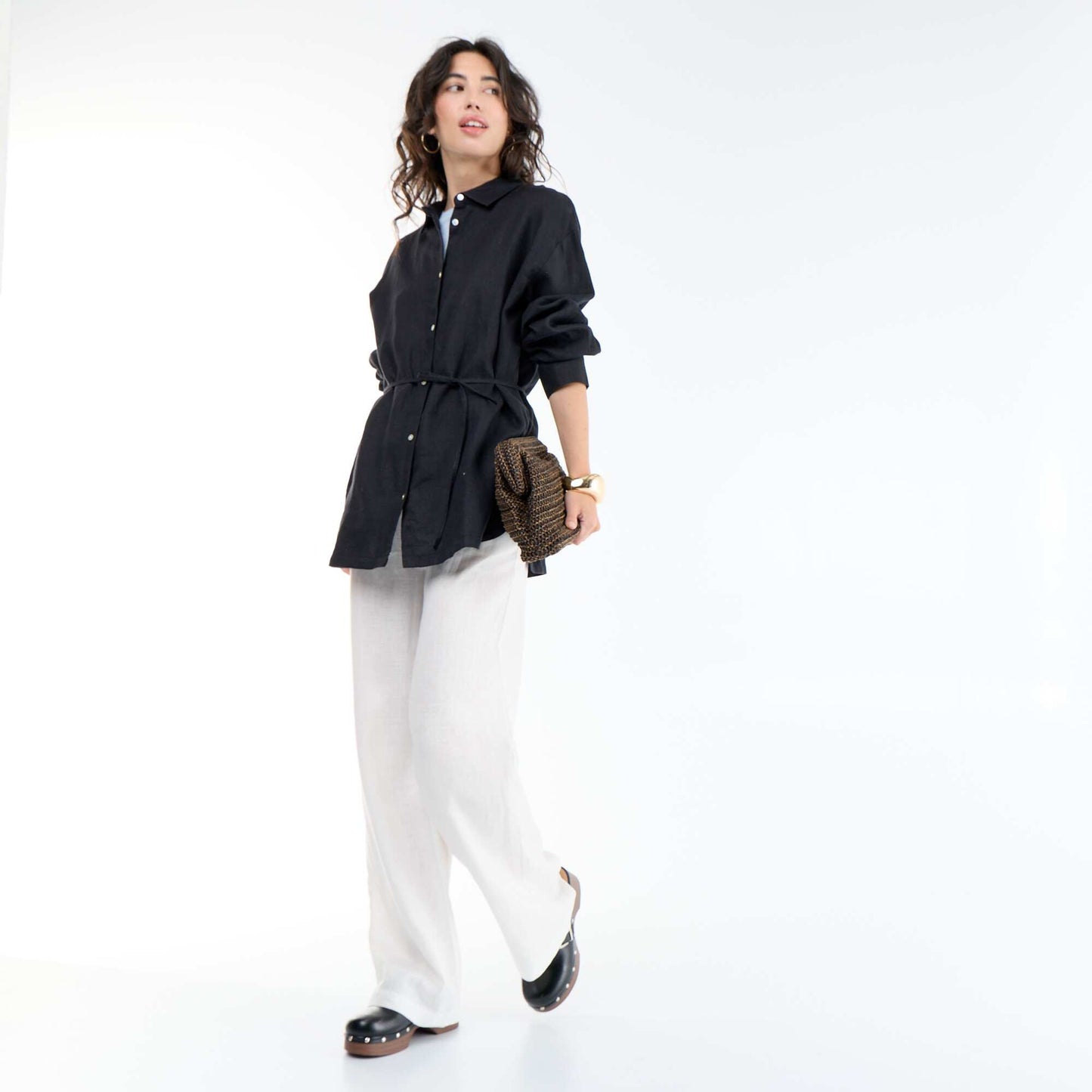 Long Plain Shirt BLACK