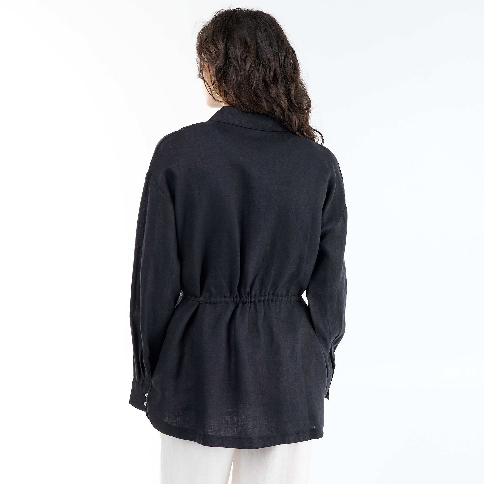 Long Plain Shirt BLACK