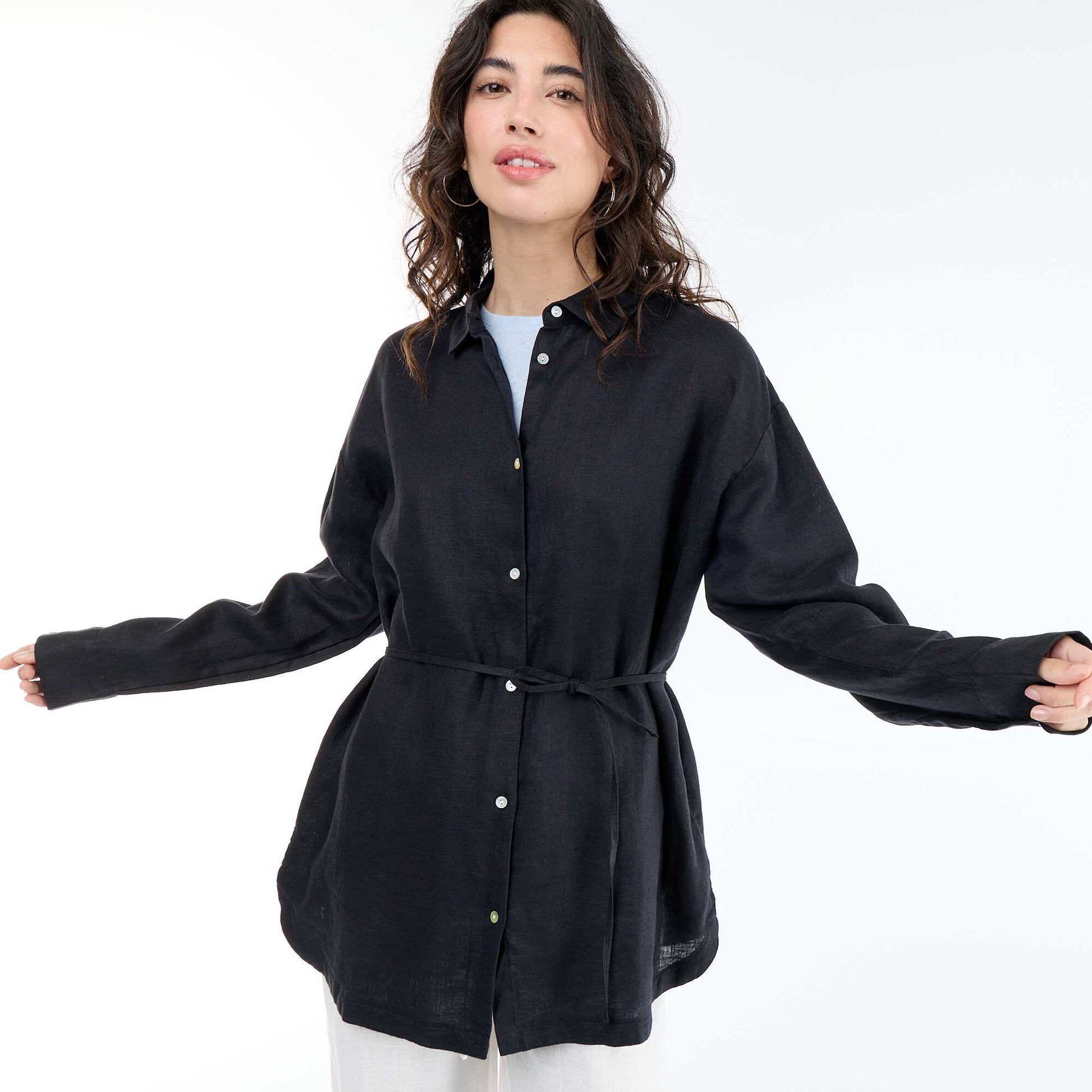 Long Plain Shirt BLACK