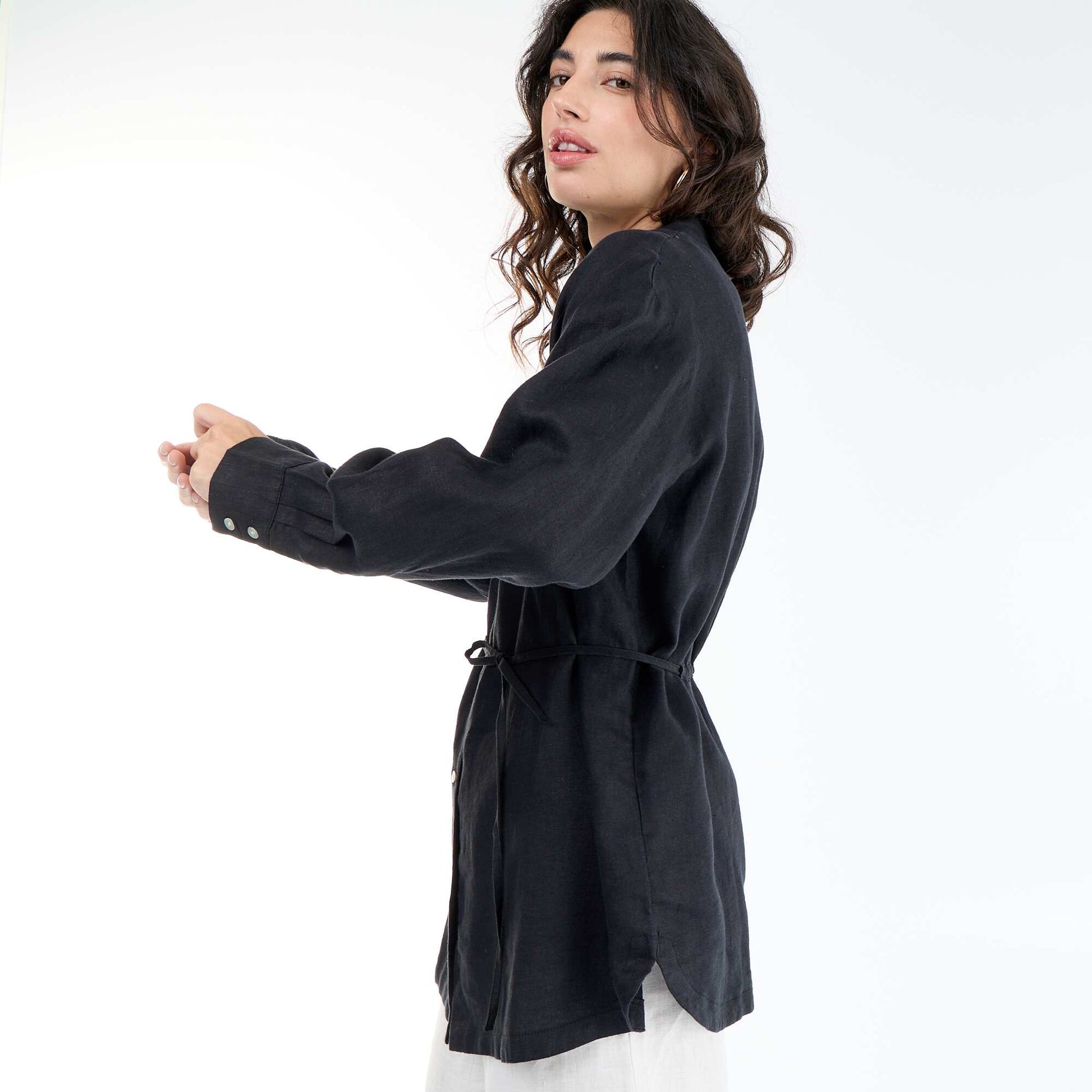 Long Plain Shirt BLACK