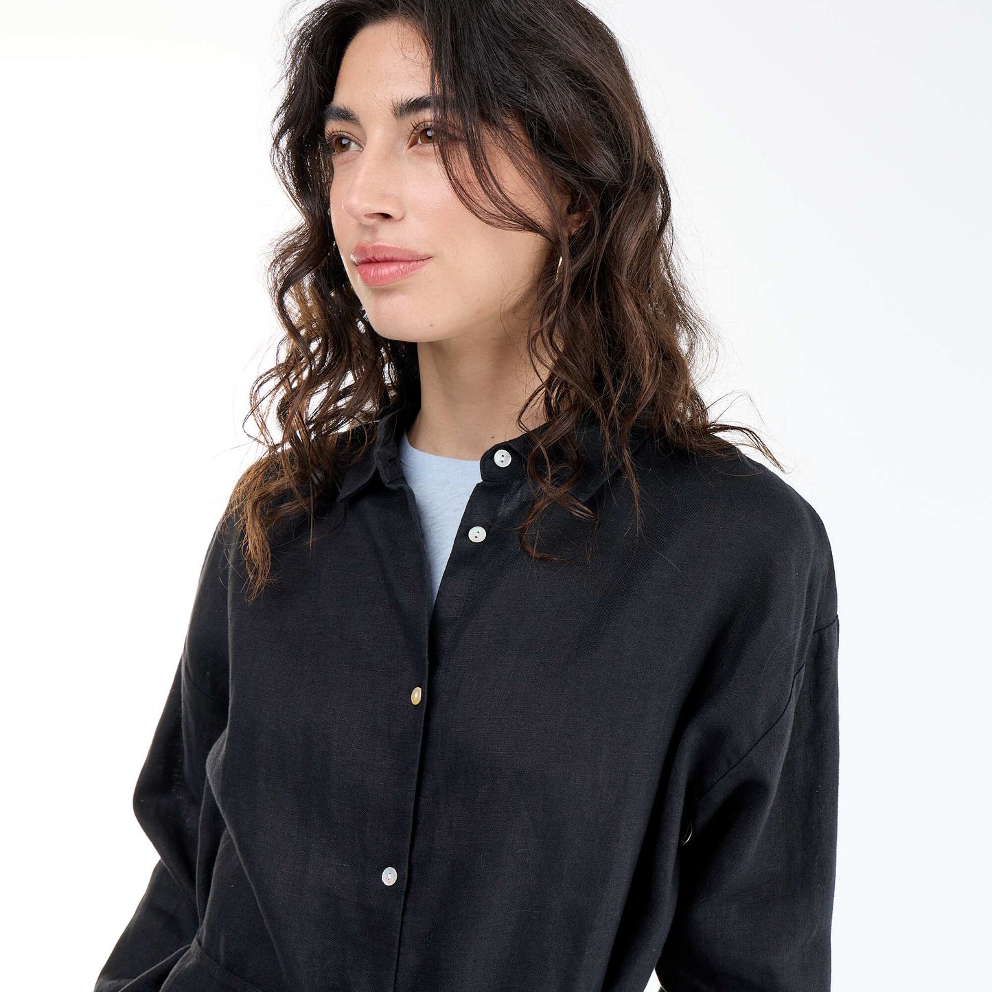 Long Plain Shirt BLACK