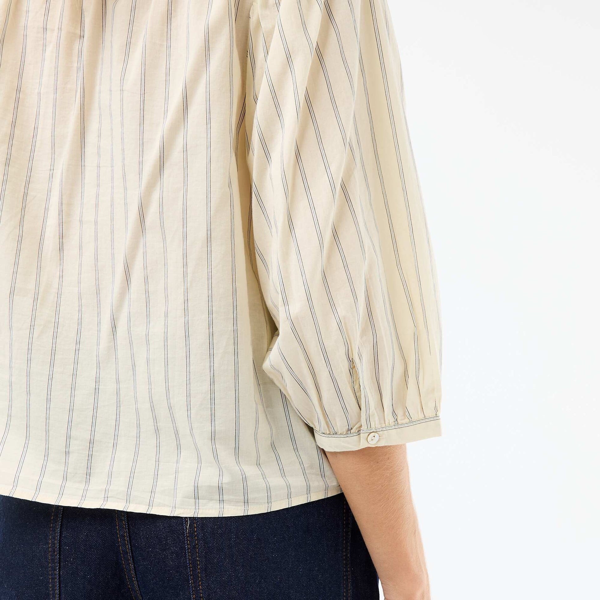 Mandarin Collar 3/4 Sleeve Shirt YELLOW
