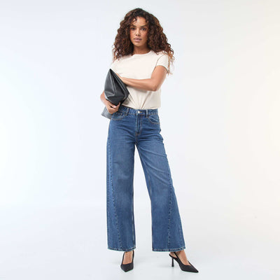 High-waisted wide leg jeans BLUE
