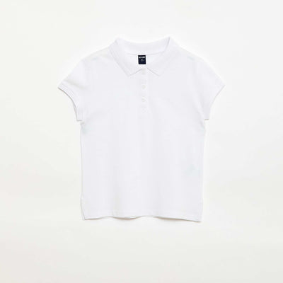 Plain Cotton Short-Sleeve Polo Shirt WHITE
