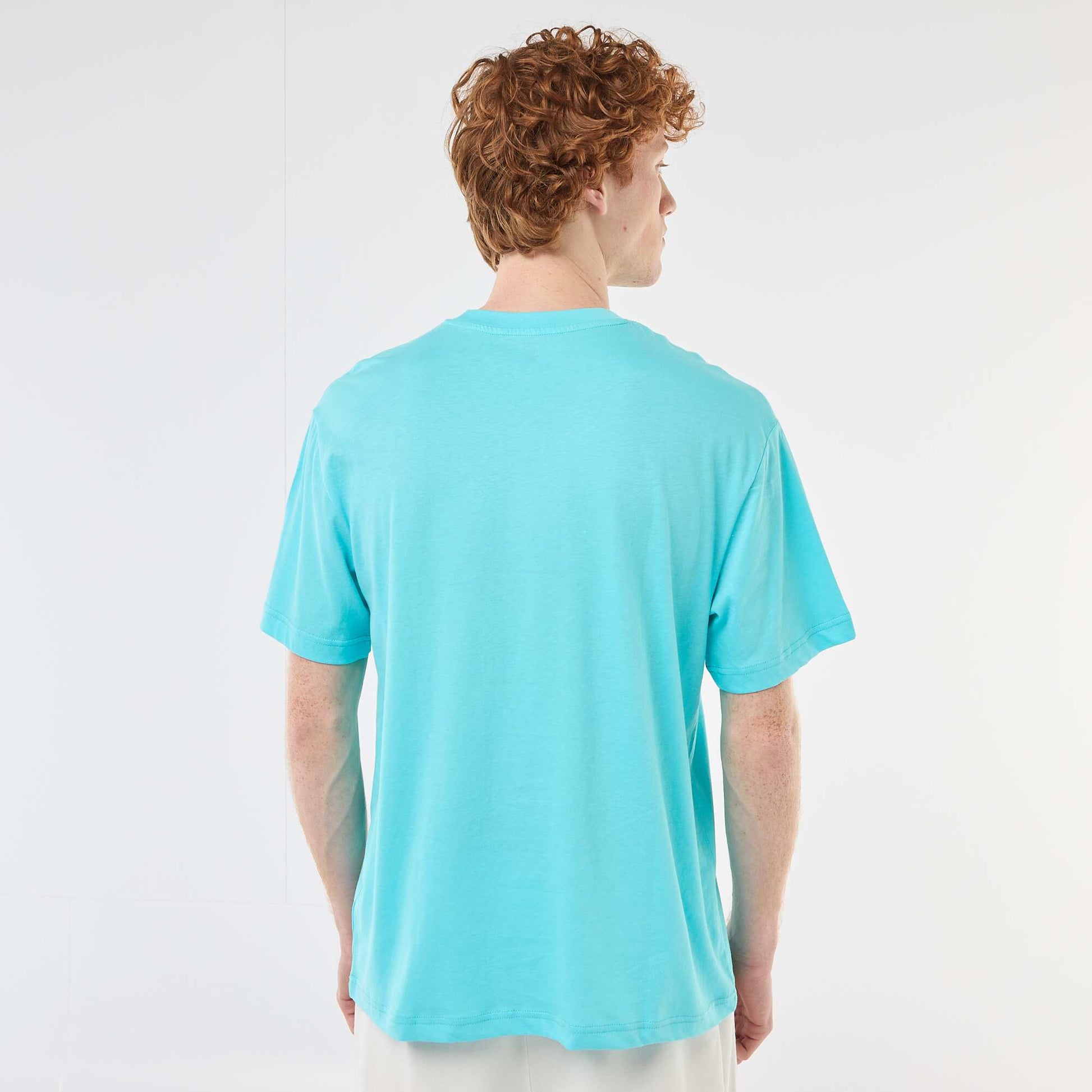 Plain Cotton Short-Sleeve T-Shirt BLUE