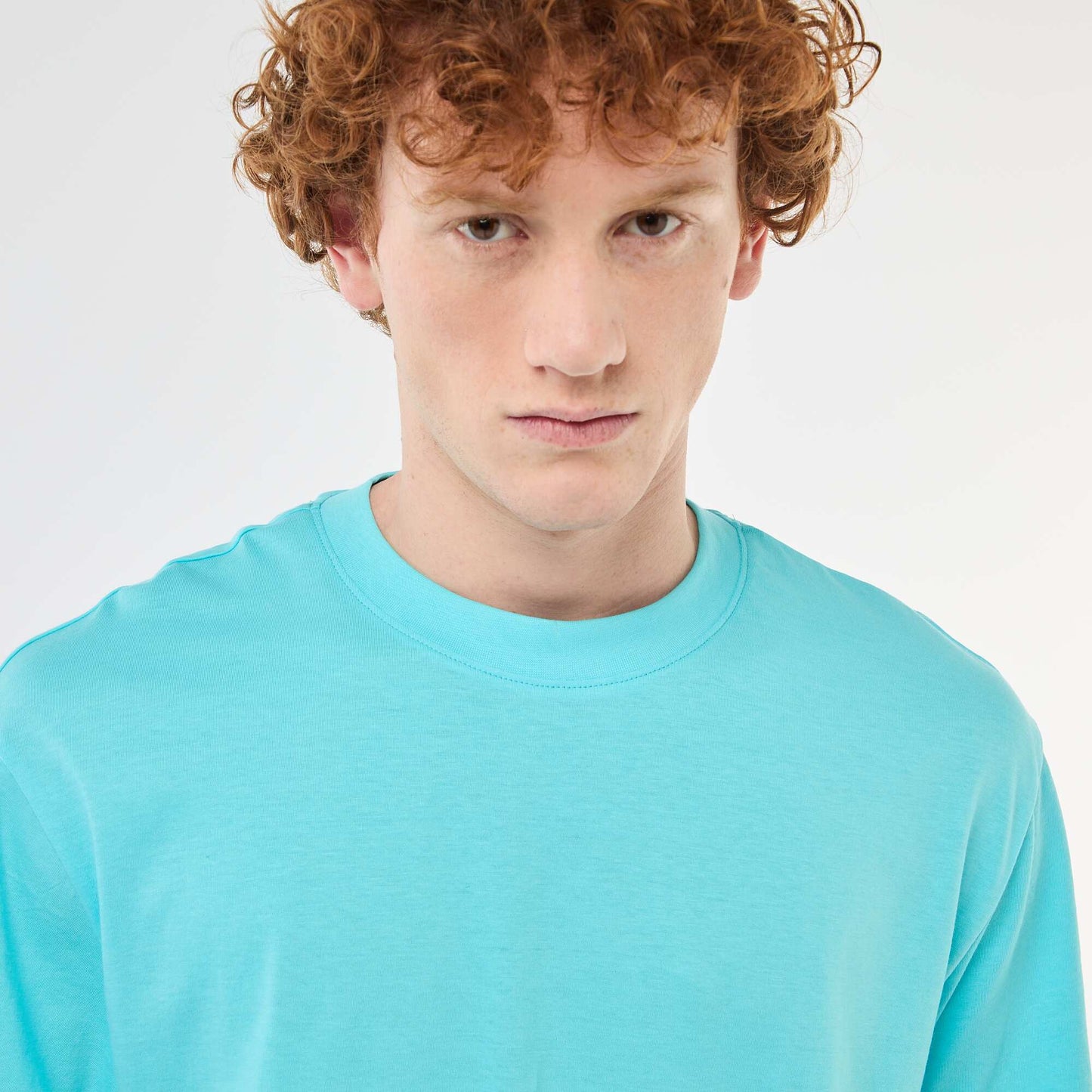 Plain Cotton Short-Sleeve T-Shirt BLUE