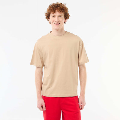 Plain Cotton Short-Sleeve T-Shirt BEIGE