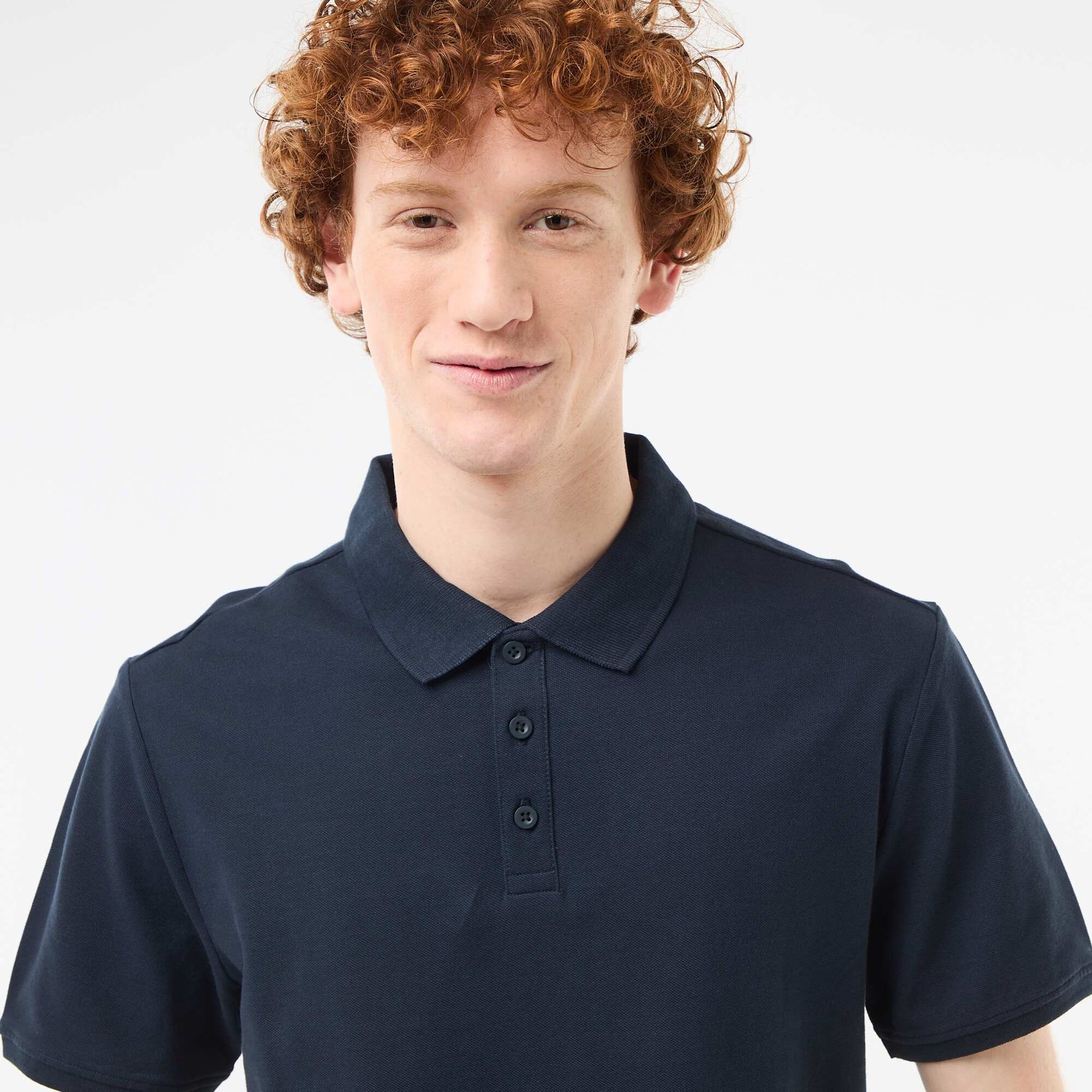 Plain Cotton Short-Sleeve Polo Shirt BLUE