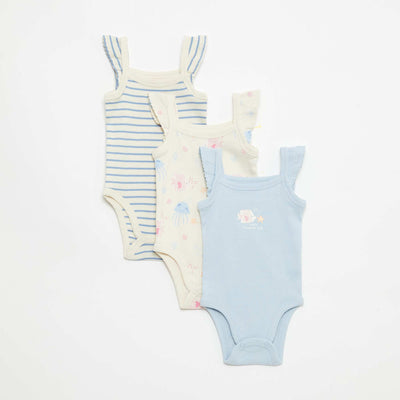 3-Pack Sleeveless Bodysuits BEIGE