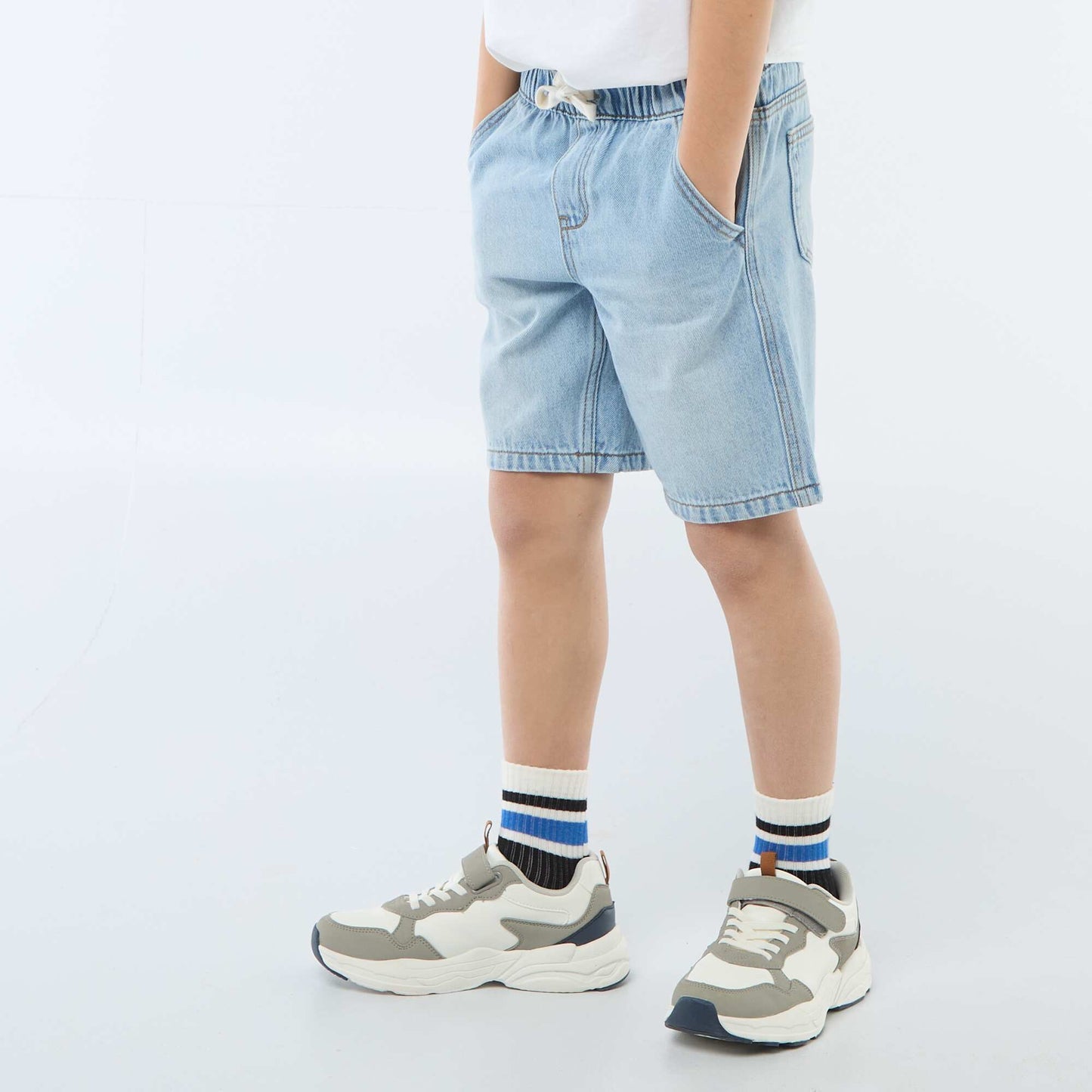 Elasticated Denim Shorts BLUE
