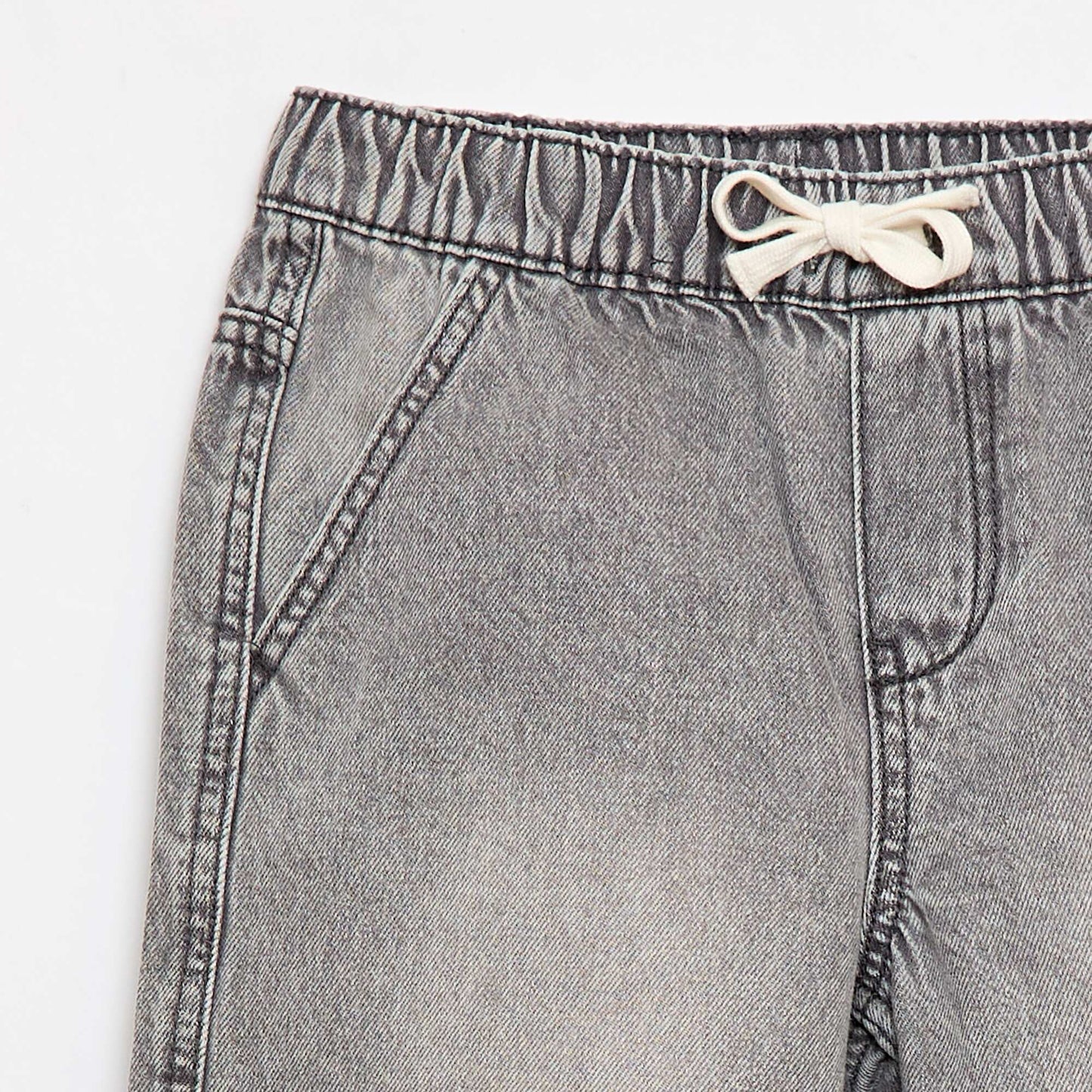 Elasticated Denim Shorts GREY