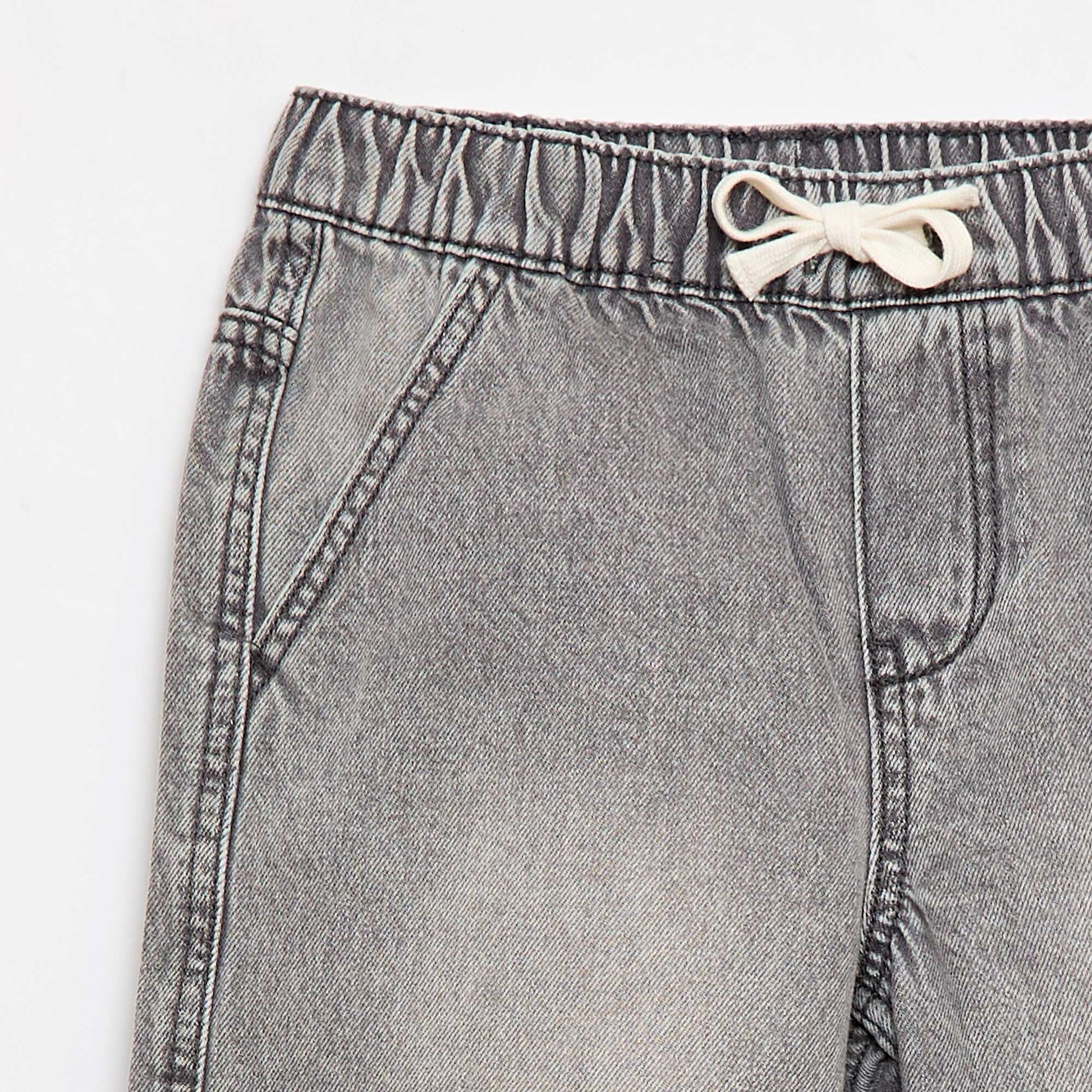 Elasticated Denim Shorts GREY