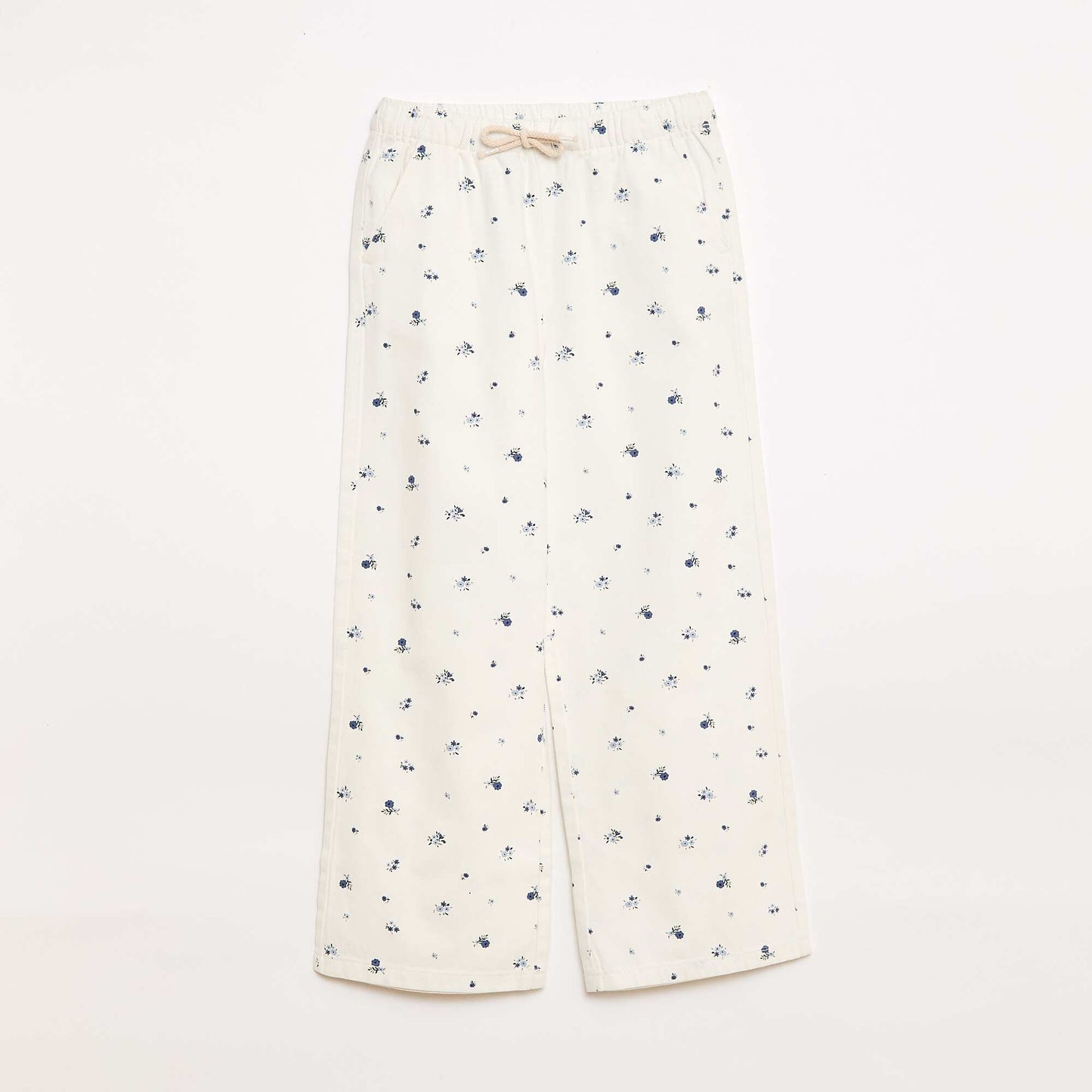 Twill trousers with drawstrings WHITE