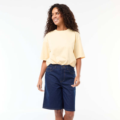 High-Waisted Denim Bermuda Shorts BLUE