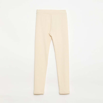 Plain Cotton Knit Leggings WHITE