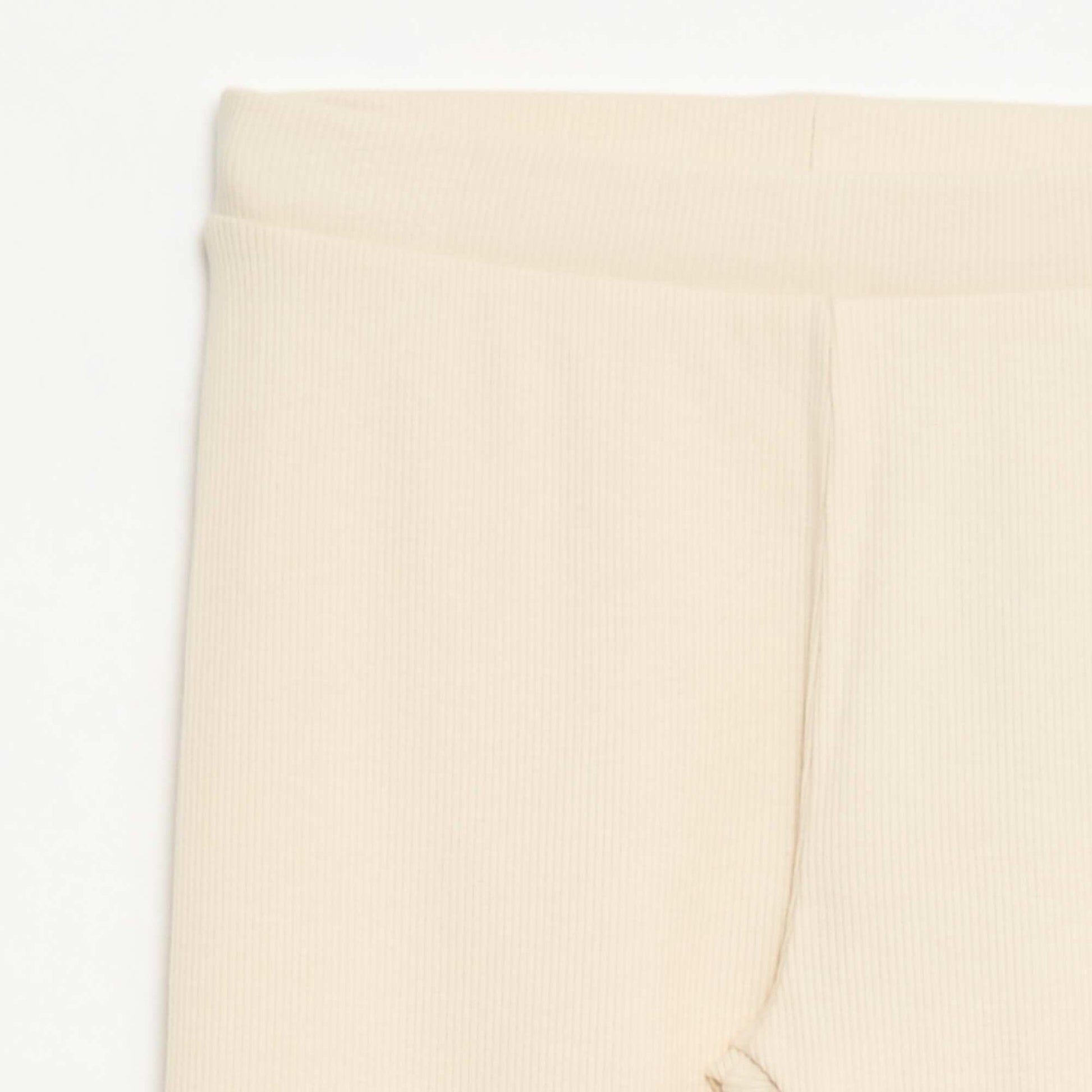 Plain Cotton Knit Leggings WHITE