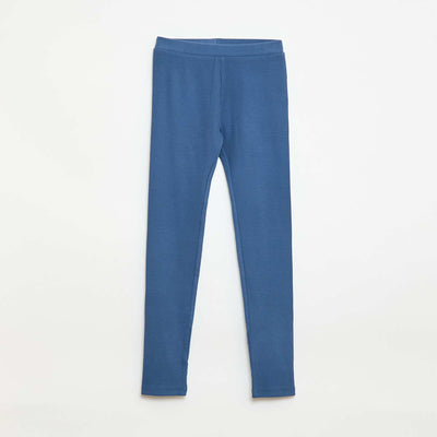 Plain Cotton Knit Leggings BLUE