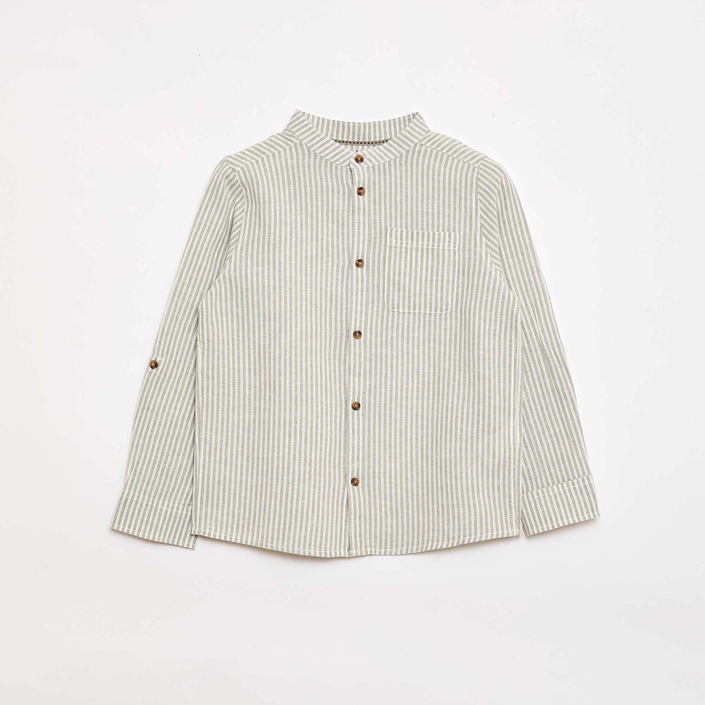 Striped linen blend shirt KHAKI